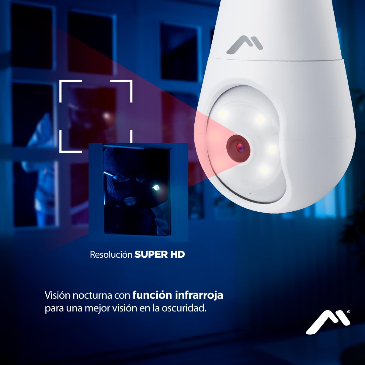 Mitzu Cámara WiFi Robotizada MSC-2012 para Socket | Visualiza con Smartphone, 360 grados