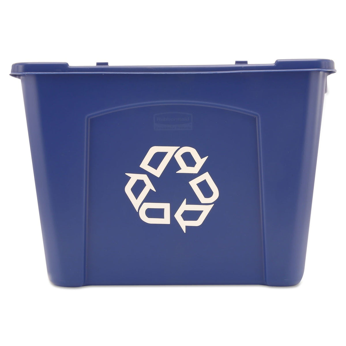 Rubbermaid Commercial Products – Caja de Reciclaje Apilable con Asas Integradas para Fácil Transporte, Bote Resistente para Interiores y Exteriores, Capacidad de 53 L, Azul FG571473BLUE