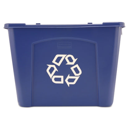 Rubbermaid Commercial Products – Caja de Reciclaje Apilable con Asas Integradas para Fácil Transporte, Bote Resistente para Interiores y Exteriores, Capacidad de 53 L, Azul FG571473BLUE