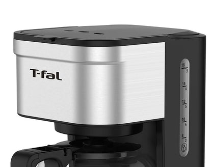 T-fal Cafetera de Filtro Elegance Inox CM223DMX | Capacidad 7 tazas, filtro permanente lavable, jarra de vidrio, sistema antigoteo