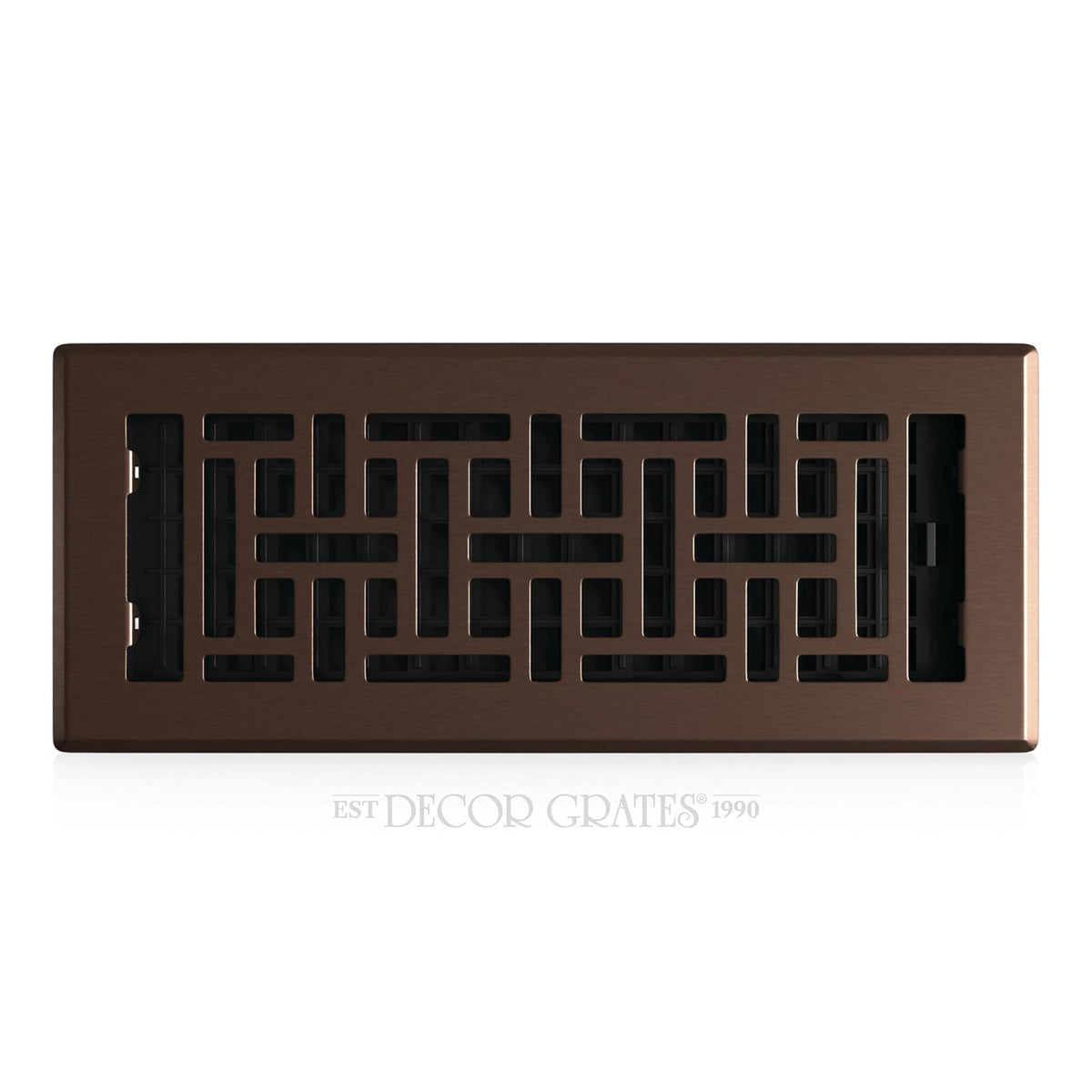 Decor Grates - Cubierta decorativa de metal oriental de ventilación de aire de 4 x 12 pulgadas, palanca de control ajustable, cubiertas de ventilación de piso de CA para rejillas de ventilación de - 4x12 Inches - Bronce frotado