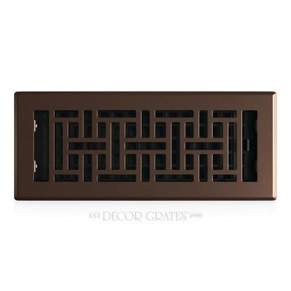 Decor Grates - Cubierta decorativa de metal oriental de ventilación de aire de 4 x 12 pulgadas, palanca de control ajustable, cubiertas de ventilación de piso de CA para rejillas de ventilación de - 4x12 Inches - Bronce frotado