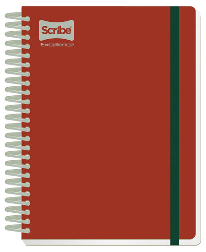 Scribe®, Excellence, Cuaderno Profesional, Pasta Dura, Espiral Sencillo, Cuadro Chico (C.5), 200 hojas, Portada Rojo/Negro