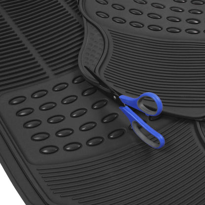 BDK Universal Fit - Alfombrilla de Hule para el Piso, 4 Unidades, Resistente a Todo Tipo de Condiciones meteorológicas, Negro