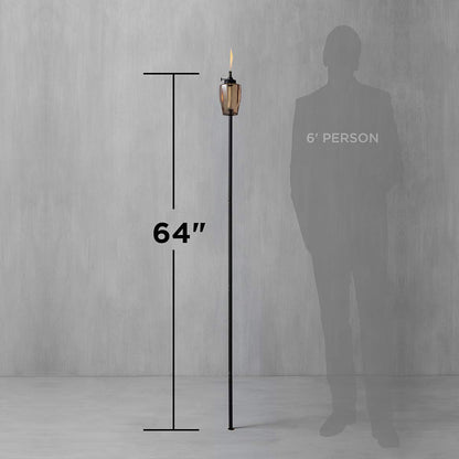 TIKI - Linterna de vidrio ajustable con llama de 64 pulgadas, iluminación decorativa rosa para césped al aire última intervensión, patio y jardín, incluye mecha de larga duración, diseño resistente a
