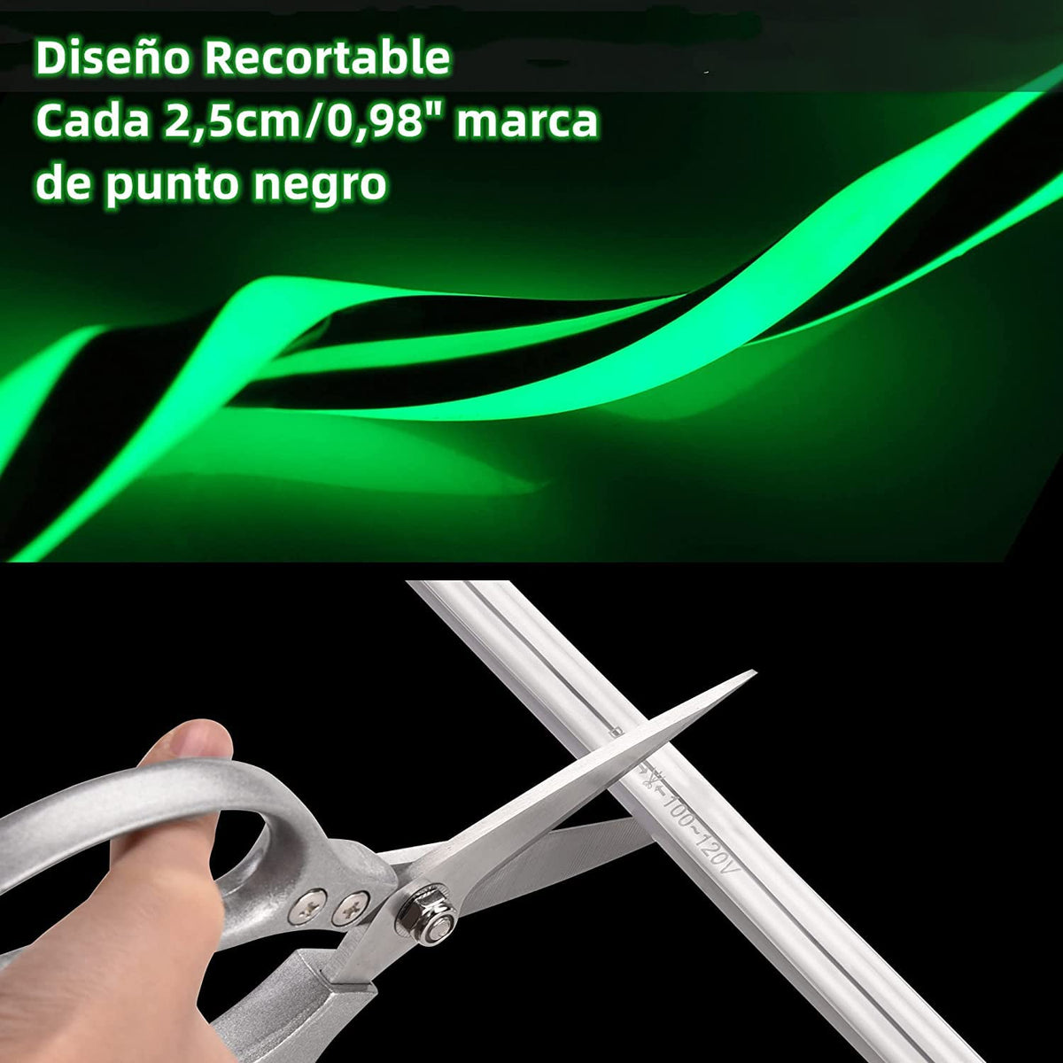 DOSYU Tira Neón Flex LED, 12V 16.4ft/5m Impermeable Flexible Cortable DIY 2835 Luces Led IP65 Decorativa para TV, Cuarto, Halloween, Fiesta de Navidad, con Adaptador(Verde)