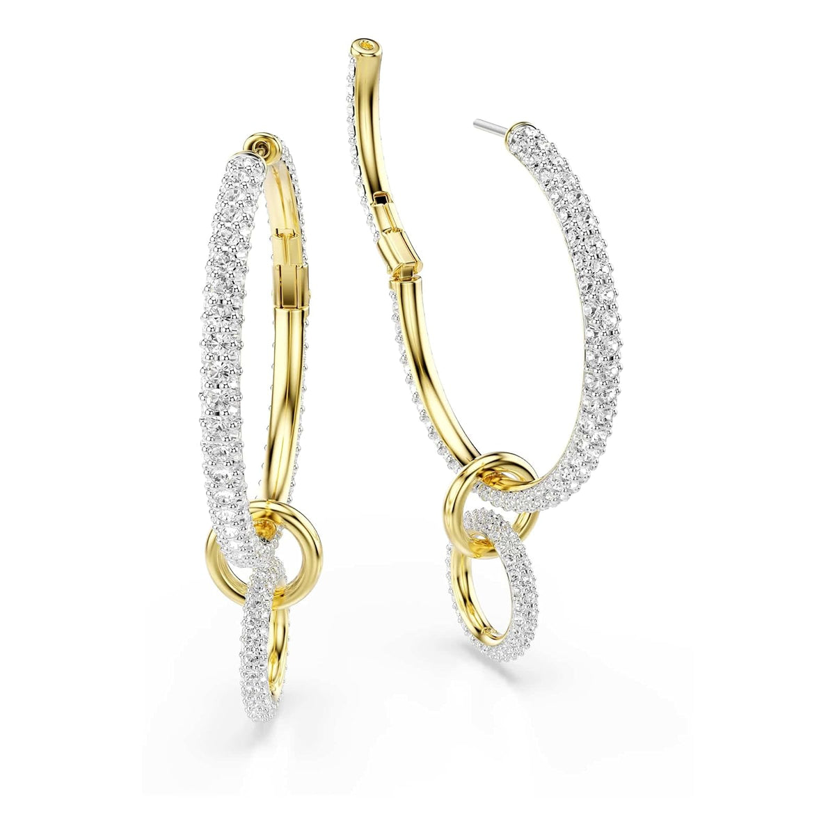 Swarovski Dextera - Pendientes de aro (aleación de oro, talla redonda), color blanco