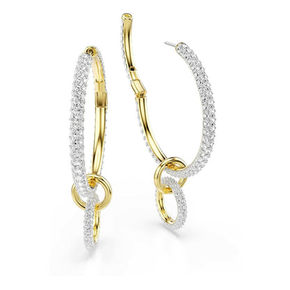 Swarovski Dextera - Pendientes de aro (aleación de oro, talla redonda), color blanco