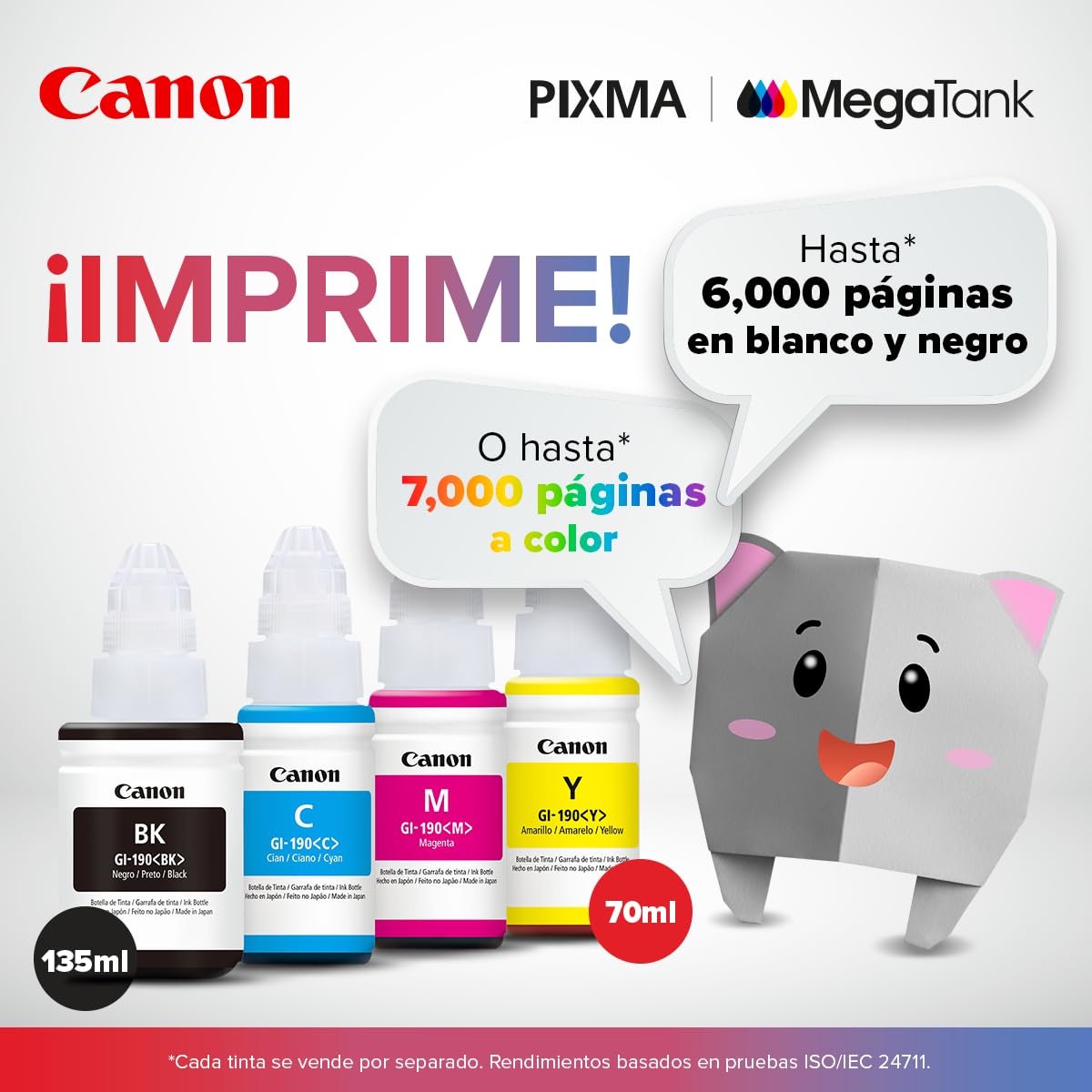 Canon Botella de Tinta GI-190 BK 135 ml G4110, G3110, G2110, G1110