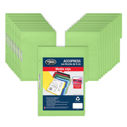 Wilson Jones/Carpeta Accopress Folder con Broche de 8 cm. 300 Hojas. Verde Claro 140 pzas. Oficio. P4569