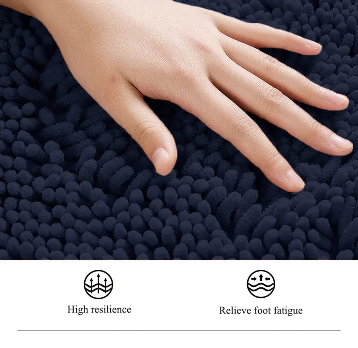 Home Must Haves Alfombra de baño de felpilla Suave y acogedora de Color Azul Marino, Altamente Absorbente, Antideslizante