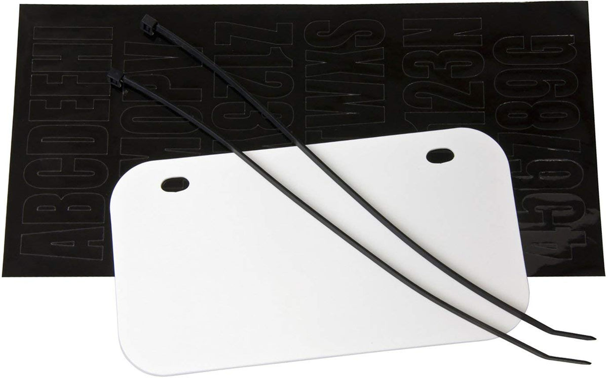 Raider FS-12000 ATV/UTV Kit de matrícula con números y Letras incluidos, White Plate with Black Letters/Numbers