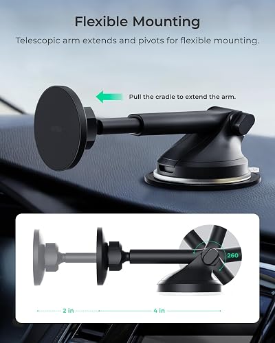 iOttie iTap 3 Soporte magnético para salpicadero y Parabrisas con Adaptador de Anillo magnético Compatible con teléfonos Inteligentes Qi2, MagSafe, iPhone y Android.
