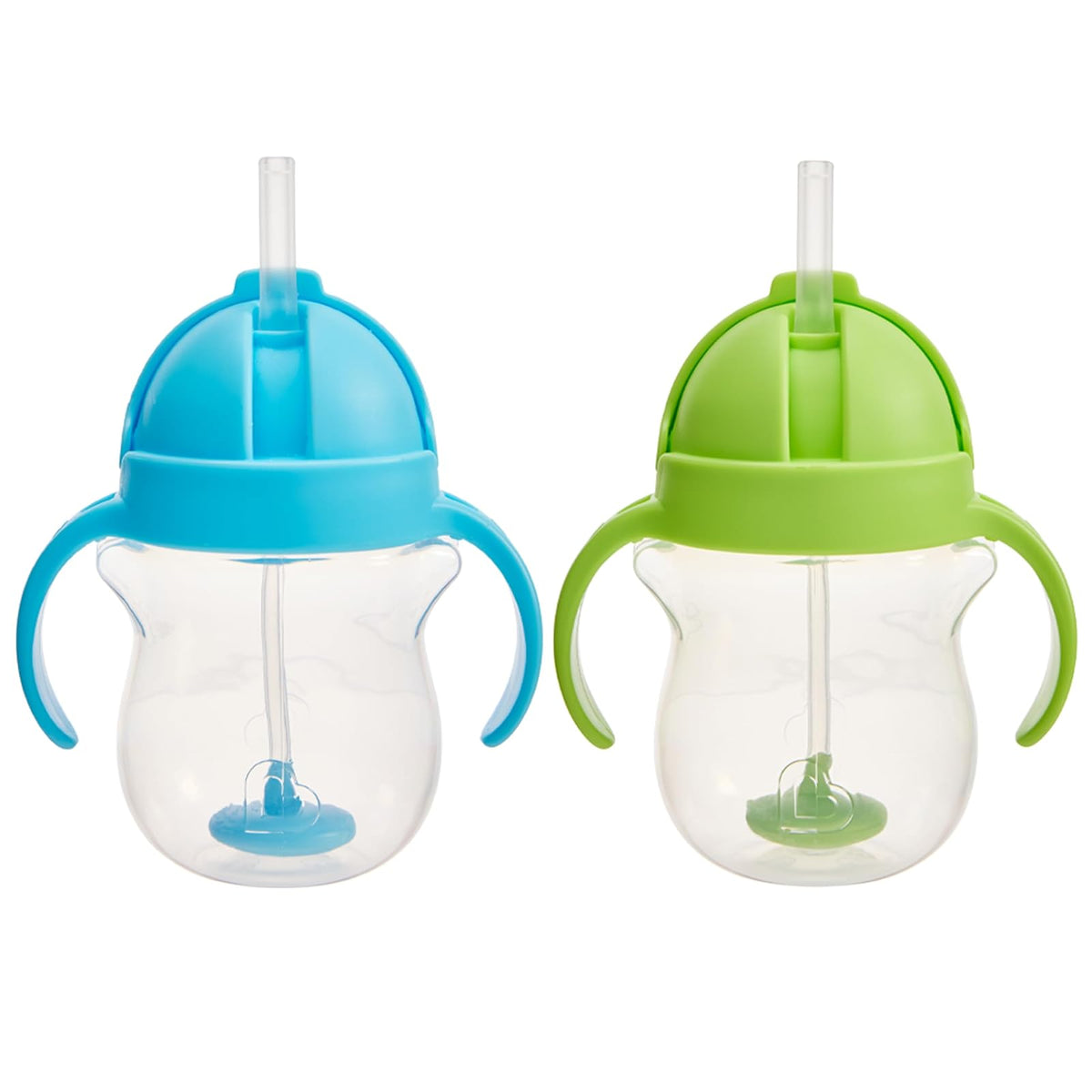 Munchkin Click Lock Weighted Straw Cup, 7 Ounce, 2 Pack, Blue/Green