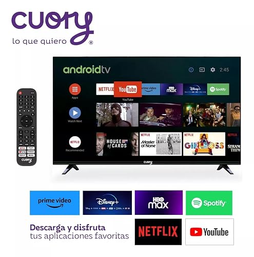CUORY Smart TV 43" Full HD LED Android TV 1920x1080 Netflix Youtube Google TV Compatible HDMI USB Dolby Digital Television Negro