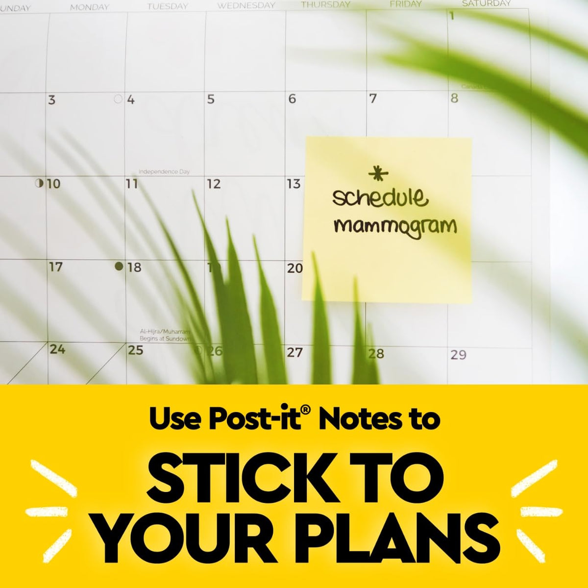 POST-IT 3M Notas Adhesivas Reposicionables Amarillo Canario 1200 hojas | Ideales para planear y organizar, Adhesivo original, 76 x 76 mm, Multiusos, 12 pads con 100 piezas c/u
