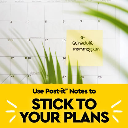 POST-IT 3M Notas Adhesivas Reposicionables Amarillo Canario 1200 hojas | Ideales para planear y organizar, Adhesivo original, 76 x 76 mm, Multiusos, 12 pads con 100 piezas c/u
