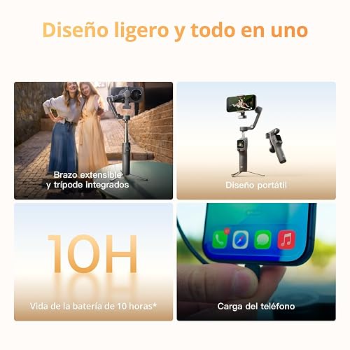 Osmo Mobile 8P + Transmisor Mic Mini 2, gimbal móvil, micró inalámbrico | Estabilizador (iPhone&Android), audio lleno de detalles, OsmoAudio, cancelación activa de ruido, estabilización de 3 ejes