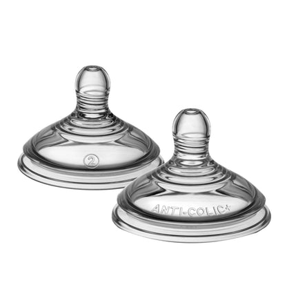 Tommee Tippee Tetinas Advanced Anticólicos, Flujo Medio, 3m+ | Paquete de 2, Tipo Pecho para Agarre Natural, Silicona Suave, Libre de BPA
