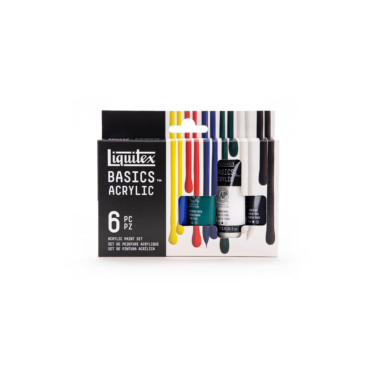 Liquitex Basics Set de Pintura Acrílica, 75 ml - Set 6 Tubos - Juego de pintura