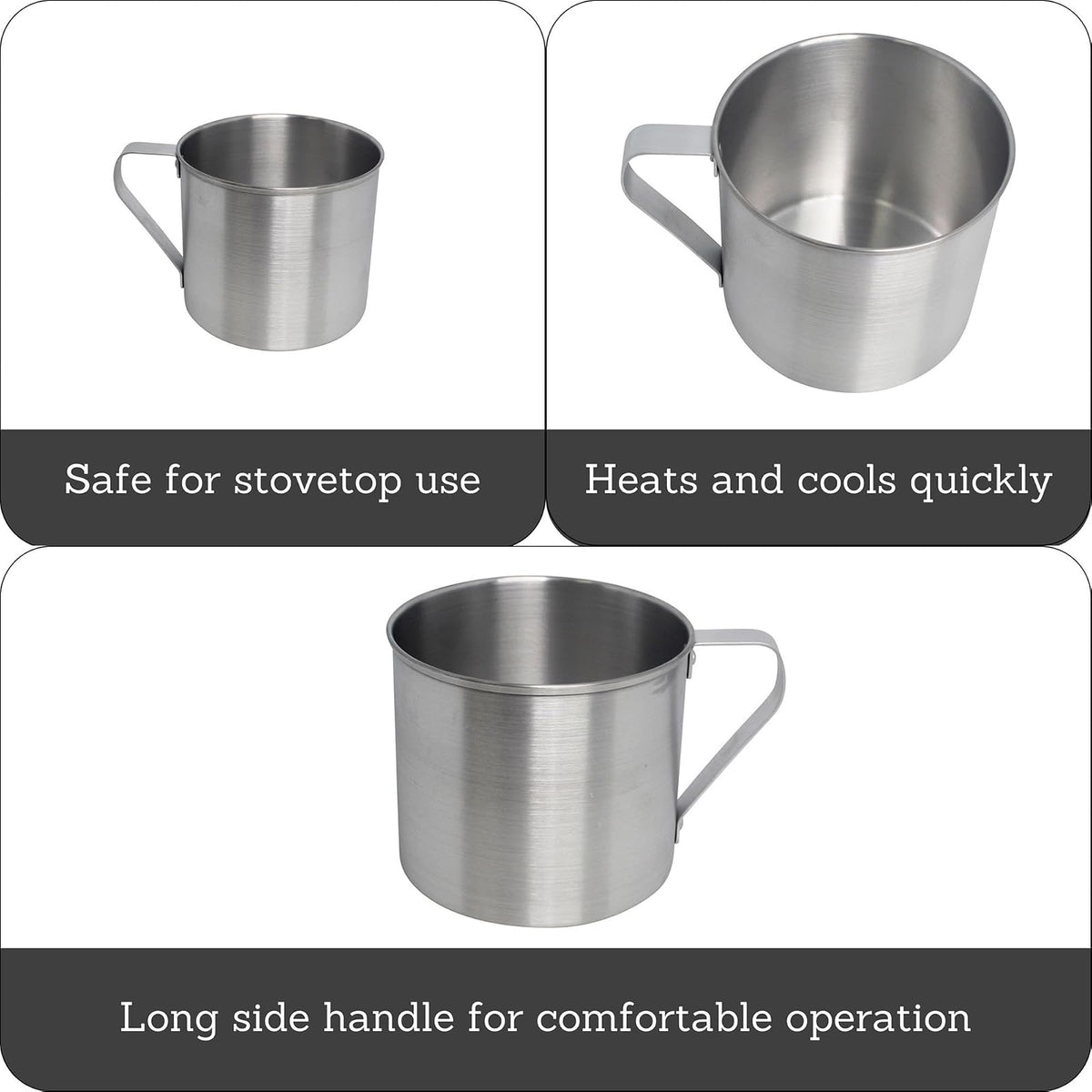 IMUSA USA - Taza de aluminio para uso en estufa o camping (1,25 cuartos), color plateado