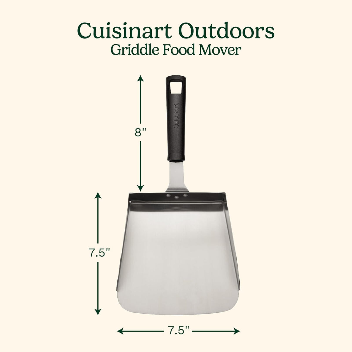 Cuisinart Pala de Acero Inoxidable CSGS-001 Plancha Parrilla | Pala Cuchara de acero inoxidable, Capacidad de 5 tazas, Mango de agarre fácil, Función versátil de espátula para parrillas