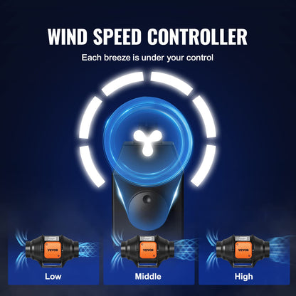 VEVOR Ventilador de conducto en línea, 4 pulgadas, 200 CFM con driver de velocidad variable, ventilador de escape silencioso de ventilación de motor CA para refuerzo de enfriamiento, tiendas de campaña de cultivo, hidropónico