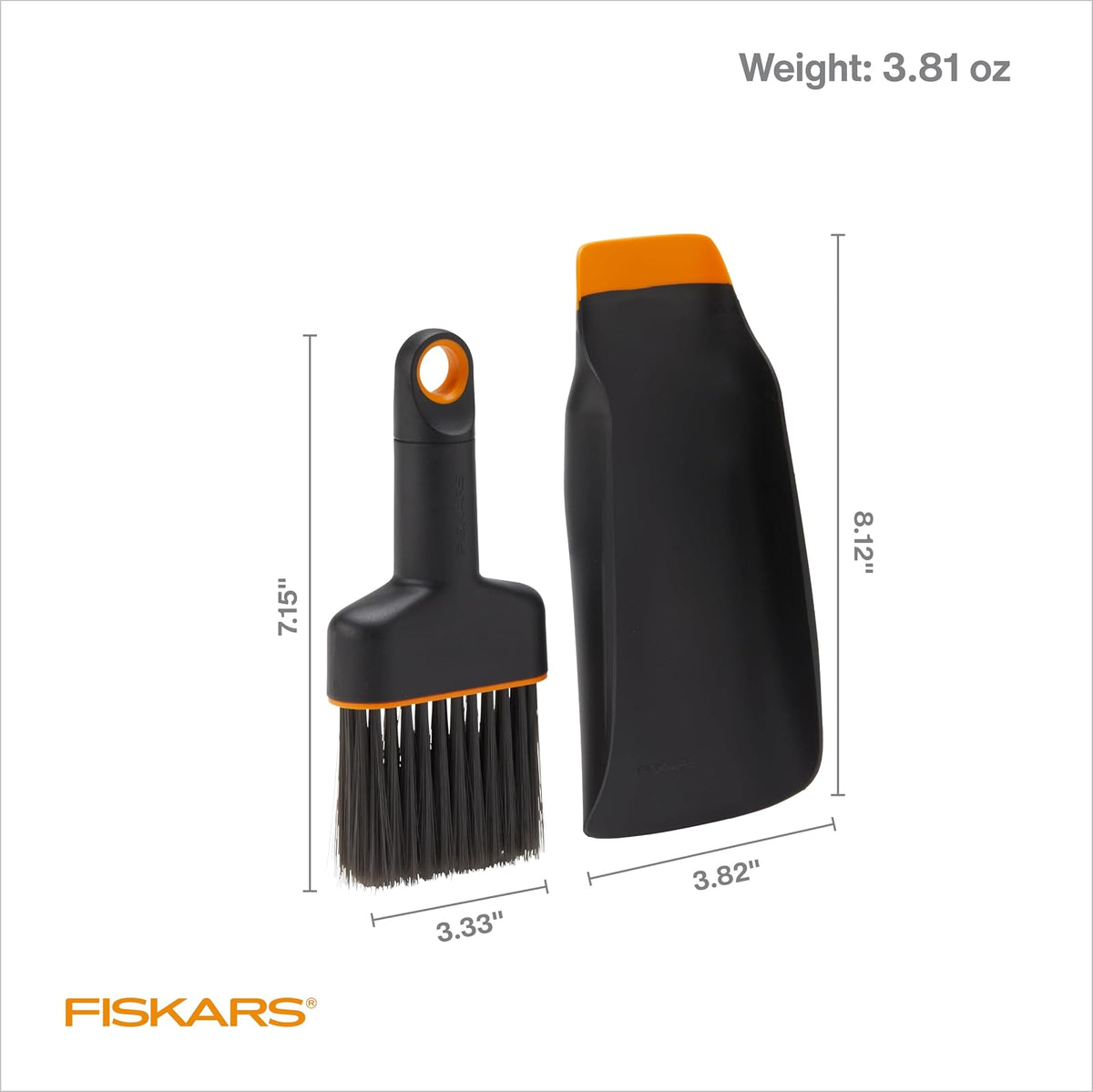 Fiskars - Juego de Cuchara y Cepillo para Polvo para Plantar Piso Herramienta de jardín para jardinería en Interiores, Control de desorden para trasplantar y reposicionar, Fabricado con plástico