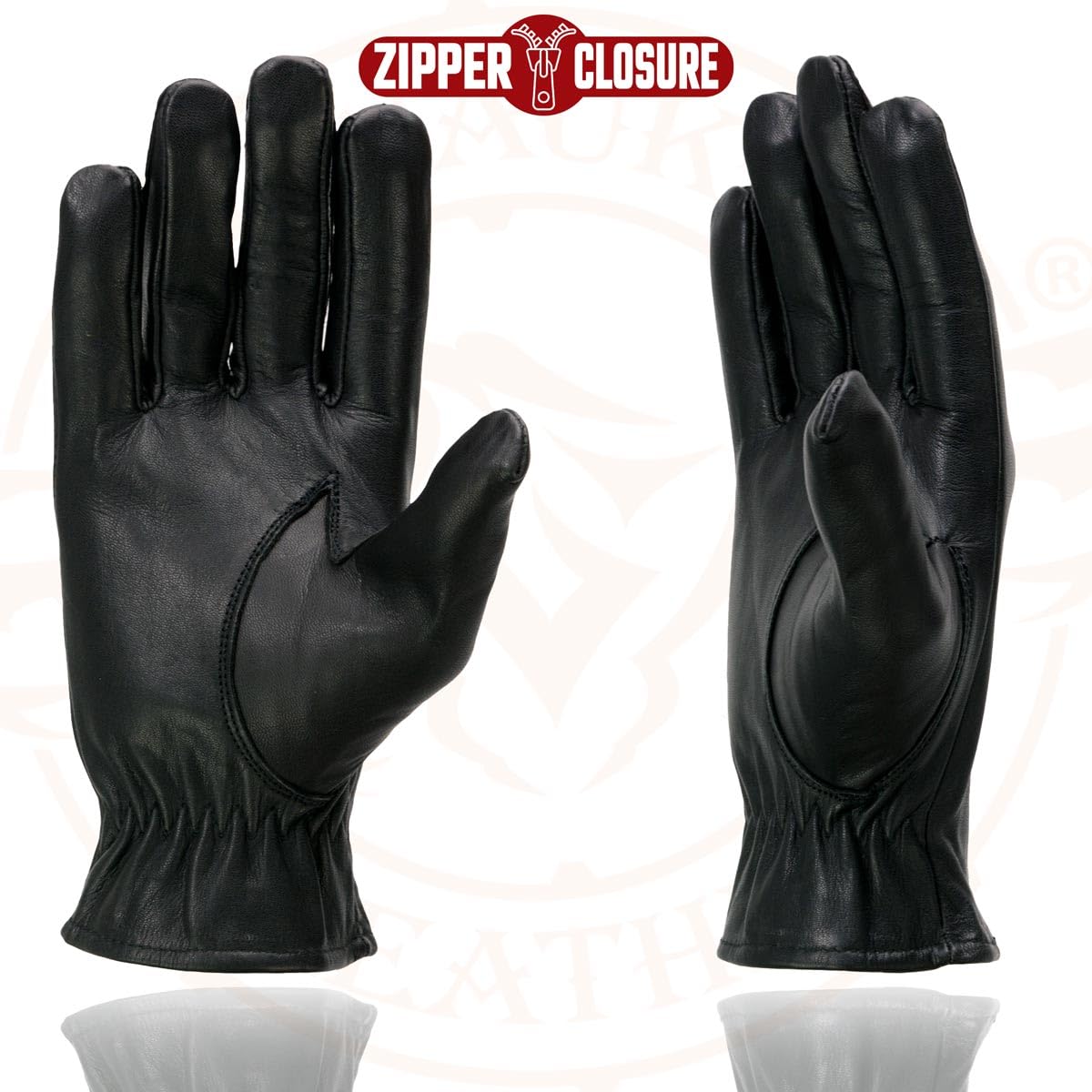 Milwaukee Leather Guantes de Piel Ligeros para Motocicleta con Cierre de Muñeca, Negro, L, SH226D