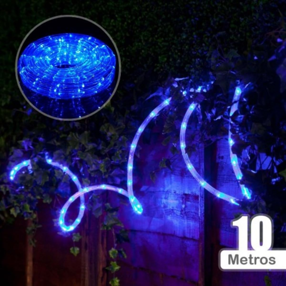 Luces Navideñas Manguera de luz led- Luces de Navidad 10M 200LED con 8 modos Manguera Transparente IP67 Impermeable Luz de Cadena para exterior (10M 200LED, Azul)