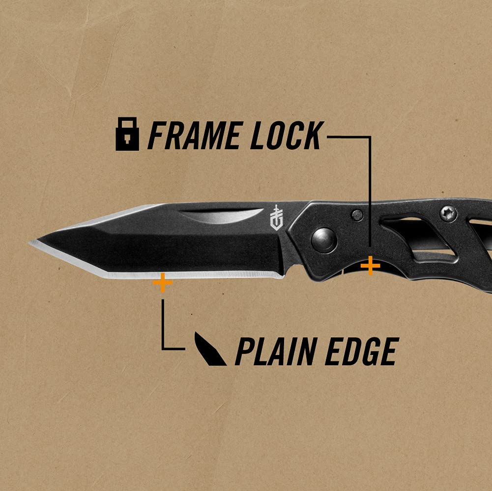 Gerber Paraframe Mini Cuchillo Tanto Point, Negro [31-001729], Pequeño