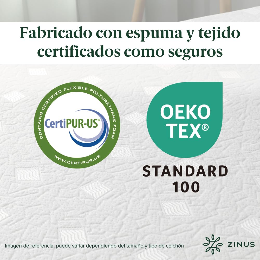 Zinus Comfort | Colchón Individual de Memory Foam de 25 cm de Grosor con Gel Refrescante y con Esencia de Té Verde | Garantía de 10 años