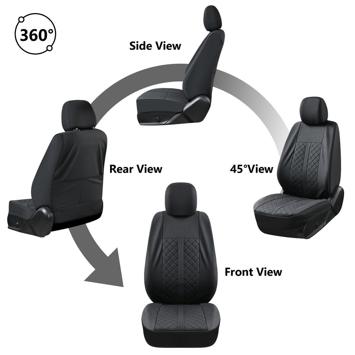 Truckiipa Tacoma - Juego Completo de Fundas de Asiento Impermeables de Piel para Toyota Tacoma 2005-2015, Juego Completo, Negro