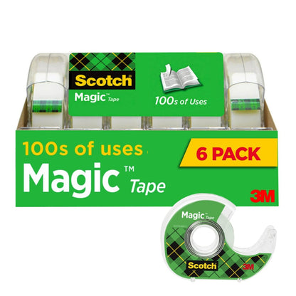 Scotch Magic Tape y dispensador de, 3/10,2 x 1.651 cm, 6-Pack (6122)