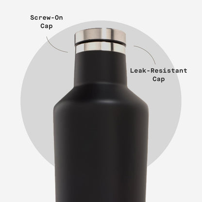 CORKCICLE | Vinnebago Botella o Vaso | 750 ml (25 oz) | Termo de Acero Inoxidable | Aislamiento Triple Capa | Mantiene Frío por Horas | Negro Mate