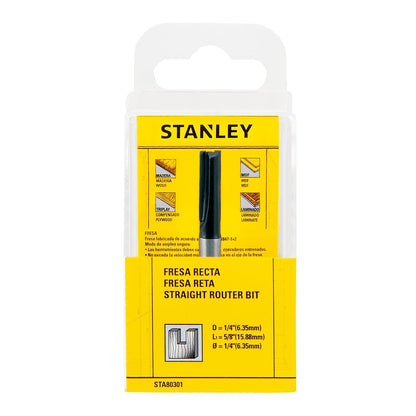 STANLEY Fresa para Router 1/4" Corte Recto, STA80301