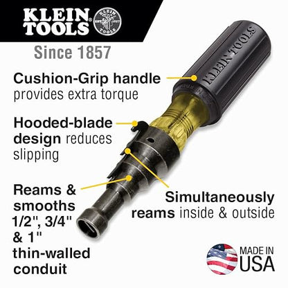 Klein Tools 80073 - Kit de destornillador de escariado con escariador de conducto, destornillador de ajuste de conducto y escariado y nivel magnético, 3 piezas