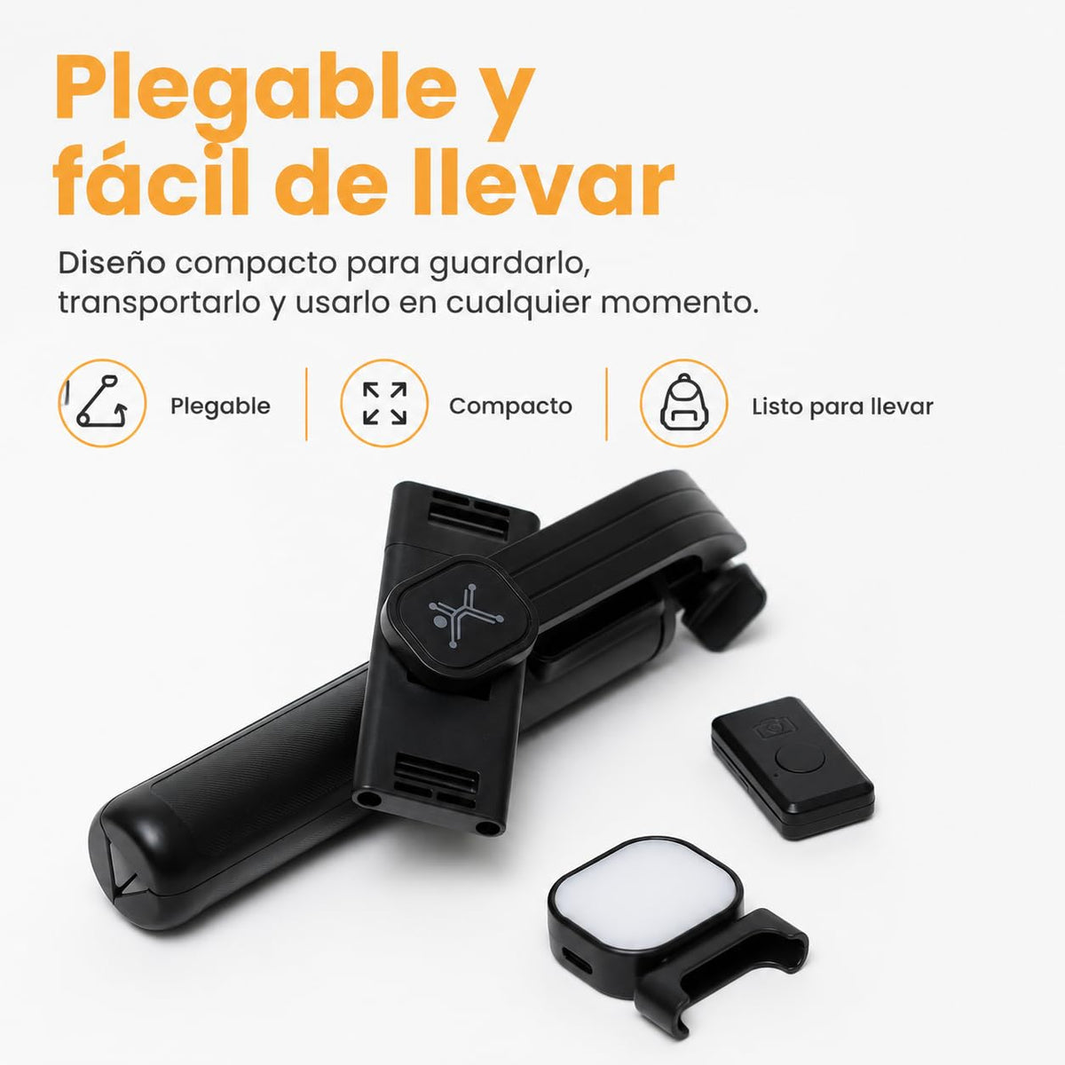 Perfect Choice Bastón con tripie para Selfies Stick Plegable con luz led PC-120414 Selfix