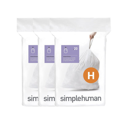 simplehuman Bolsas de Basura a la Medida Paquete de 60 - 60 bolsas - código H