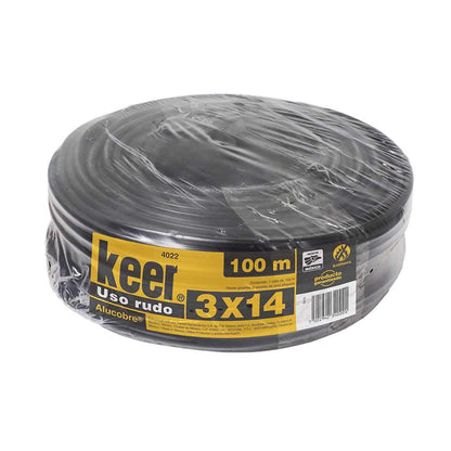KEER, Cable de Uso Rudo, Cables tipo SJT, Antiflama, 3 Conductores, Calibre 14 AWG, 100 metros, Modelo 4022 - 3x14