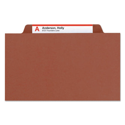 Smead Carpeta de clasificación de Pressboard con cierres SafeSHIELD, 1 divisor, expansión de 2 pulgadas, tamaño legal, rojo, 10 por caja (18775)