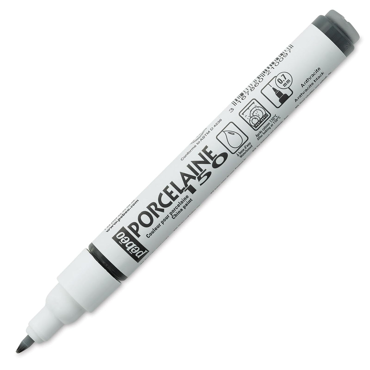 Pebeo - Pintura para Porcelana Porcelaine 150, Negro Antracita, Fine Tip Markers, 1