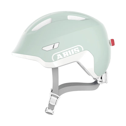 ABUS Kinderhelm Smiley 3.0 Ace LED - Fahrradhelm mit Licht - Verde - M (50-55 cm​)