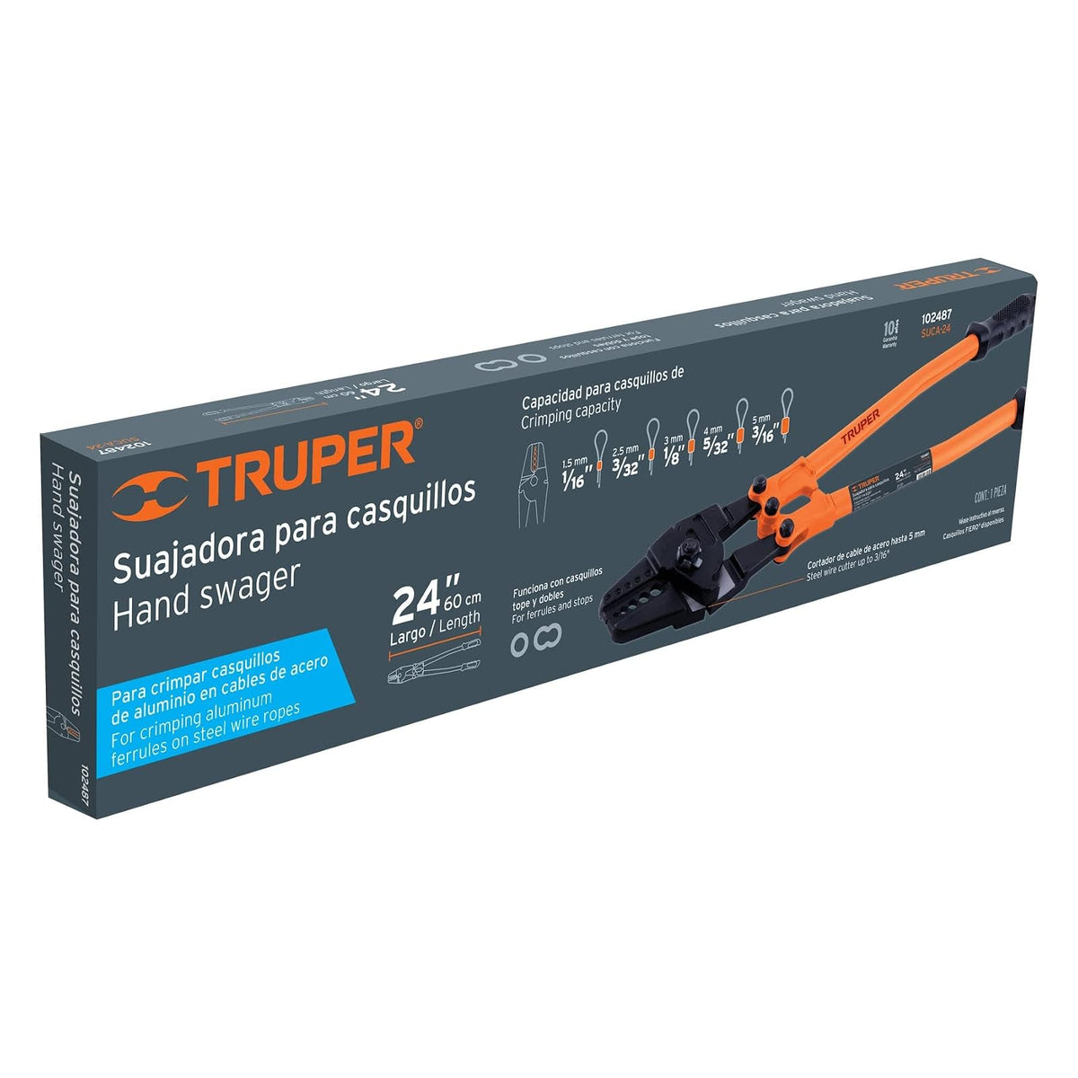 Truper SUCA-24, Suajadora 24" para casquillos con cortador de cable