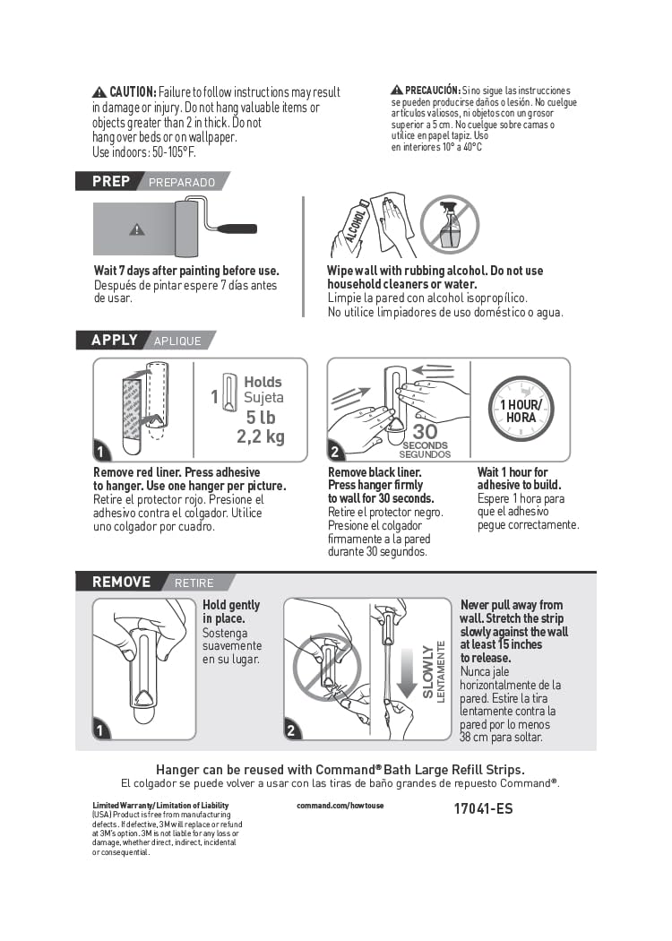 Command Wire - Colgador para cuadros, 3 Hangers, Blanco