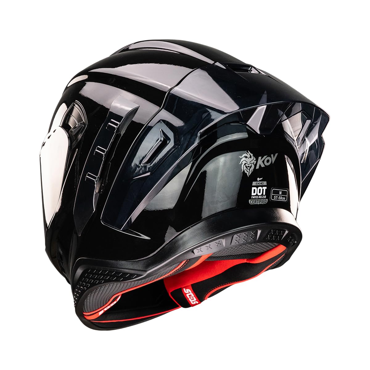 KOV Casco EKHO Negro Brillante para Moto Integral Deportivo Certificado Dot