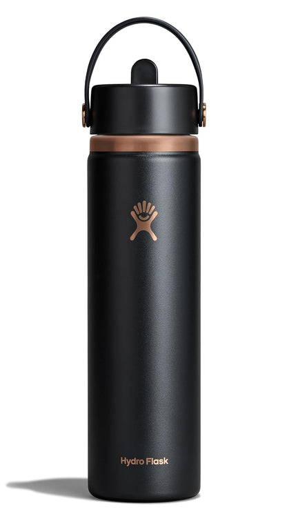 Hydro Flask Botella con Tapa de Popote Flexible, Acero Inoxidable - 24 onzas - Arco negro