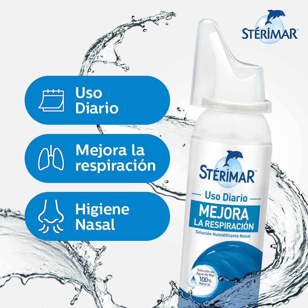 Stérimar Solución Humidificante Nasal Uso Diario 100 ml. | Mejora la Respiración. Higiene Nasal Diaria para Toda la Familia. 100% Natural, Eficacia Clínicamente Comprobada.