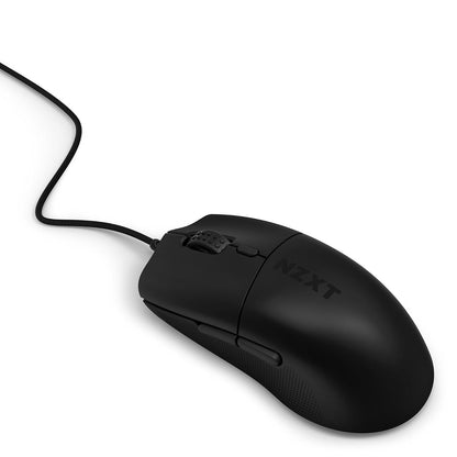 NZXT Lift 2 Ergo | Ratón para Juegos con Cable Ligero y ergonómico | Diseño Ligero de 61 g | Tasa de sondeo de 8K | Interruptores ópticos | Sensor óptico PPP de 26K | Pies de PTFE 100% | Negro
