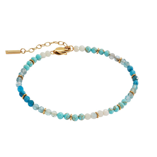 Alex and Ani Tobillera de Cuentas Semipreciosas Ombré Turquesa | Joyería Cristiana para Mujer | Acero Inoxidable, Oro Brillante, Plata Brillante | Joyería Religiosa para Mujer